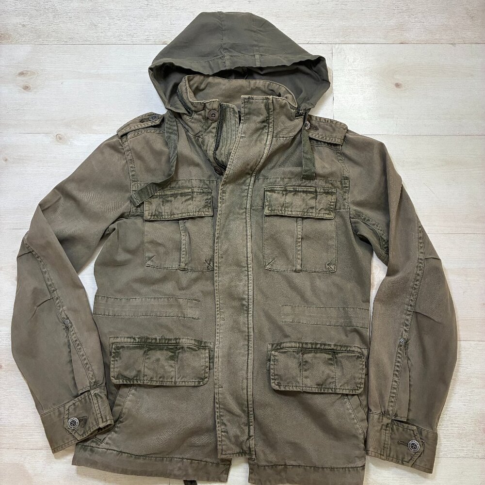 Vintage PROJEK RAW Khaki Cotton Canvas Utility Field Jacket Size Medium
